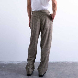 YUCE Pantaloni da Completo da Uomo di Alta Qualità, Stile Streetwear Casual, Gamba Dritta, Vita Alta, Plissettati a Quadri - Product Image 4