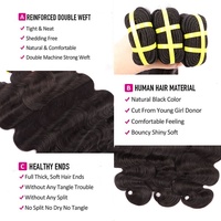 Cheveux humains indiens bruts 12A non traités 100% naturels du fournisseur # Extensions de cheveux ondulés naturels noirs 1B
