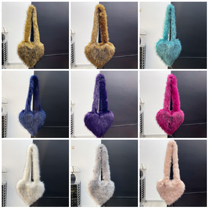 Bolso de Hombro en Forma de Corazón Estilo Europeo <span class=keywords><strong>Americano</strong></span> 2025, Piel Sintética de <span class=keywords><strong>Mapache</strong></span>, Forro de Poliéster, Bolso Abierto Tipo Caramelo - Product Image 2