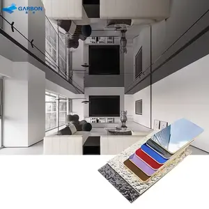 PVC Mirror Ceiling Wall Panel For Luxury And Art Decoration Graphic Design Modern Geometric Waterproof Wall Sticker 5 Years