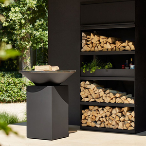 Brasero extérieur moderne en acier Corten avec design de poêle à bois, finition mate, durable pour le chauffage extérieur - Product Image 4