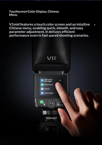 Flash <span class=keywords><strong>Godox</strong></span> V1mid, synchronisation haute vitesse TTL, flash automatique, menu tactile, mini lumière de remplissage extérieure pour appareils photo Canon, Sony, Nikon - Product Image 3
