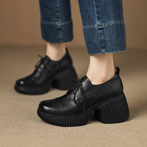 Zapato Artesanal de Una Sola Pieza con Hebilla Grande, Estilo Retro, Tacón Redondo, Cuero Genuino, Suela Suave, Impermeable y Antideslizante - Product Image 5