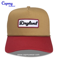 Vente en gros Casquette de baseball haute qualité avec insigne couronne profonde, petite quantité minimale de commande, logo kaki bicolore, casquette de sport à 5 panneaux et cadre