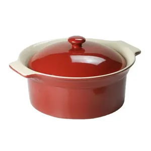 Wholesale Kitchen Tableware Ceramic Bakeware Set Red Stoneware Baking Dish With Lid For Oven