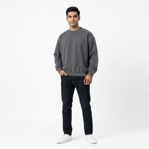 Oversized Men Hip Hop Black Plain Retro Stone Acid Wash <b>Vintage</b> Sweatshirt Custom Logos Men <b>Sweater</b> 100%cotton Streetwear - Product Image 1