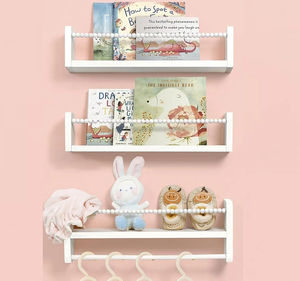 Étagères murales en bois nordiques pour chambre d'enfants, étagères flottantes perlées avec tige, présentoir de vente chaude - Product Image 4