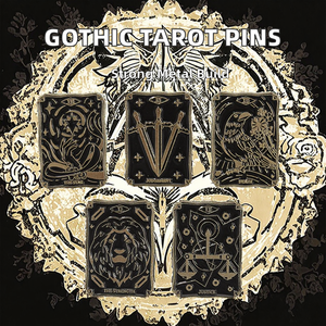 Dark Punk Gothique Bijoux Accessoires Émail Pin Set Métal Badges Avec Soleil Lune Oiseau Lion <span class=keywords><strong>Mort</strong></span> <span class=keywords><strong>Tarot</strong></span> Lettres Style Gothique - Product Image 2