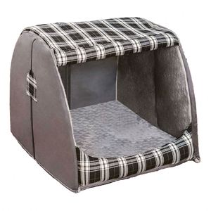 Nid d'hiver semi-fermé épaissi pour animaux de compagnie, en tissu écologique, universel pour petits et moyens animaux de toutes âges, entièrement démontable et lavable en machine - Product Image 1