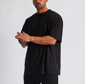 T-shirt décontracté pour homme YM 220g 2026 en coton tricoté ample à col rond, motif écossais noir et blanc, 100 % coton, écologique, à manches courtes, pour usage quotidien - Product Image 2