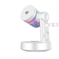 Chargeur sans fil magnétique 4-en-1 25W avec lumière LED RGB, haut-parleur rotatif pour iPhone, écouteurs, montre connectée, port Type-C QC3.0/PD3.0
