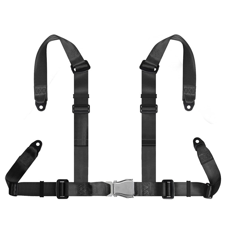 Ceinture de sécurité noire à quatre points de style avion (avec clips)