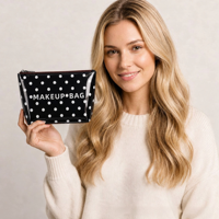 Nouvelle trousse de toilette personnalisée en PVC imperméable à motif à pois, organiseur de maquillage, pochette cosmétique
