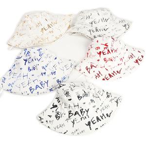 Chapeau Bob Femme en Coton à Imprimé Numérique Motif Lettres 'Yeah Baby' – Chapeau de Soleil Décontracté Couleurs Blanc, Rouge, Bleu, Or - Product Image 2