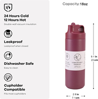 Bouteilles d'eau isothermes en gros, 550 ml, double paroi, en acier inoxydable 18/8, isolées sous vide, pour boissons chaudes et froides