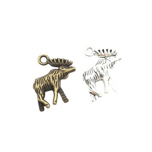 Ciondolo a forma di <span class=keywords><strong>alce</strong></span> con corna in lega di zinco bronzo antico, con pelliccia testurizzata, per mobile da cameretta a tema bosco - Product Image 4