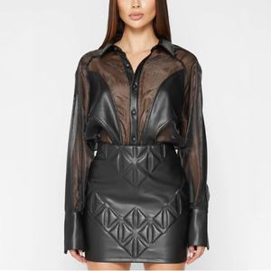 Nouvelle Collection : Ensemble en Cuir de Haute Qualité pour Femme – Veste Courte Zippée Style Urbain, Short Évasé et Jupe en Cuir Brillant - Product Image 3