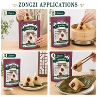 Sachets d'emballage personnalisés imprimés numériquement pour Zongzi, pochettes à fermeture éclair verticales pour riz collant, emballages alimentaires traditionnels
