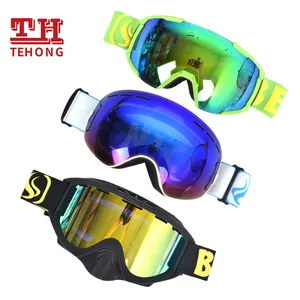 Lunettes de Ski Double 2 couches, Anti-buée, empreinte digitale, UV, miroir sphérique, lentille enduite, Sport de neige, lunettes de Ski et sangle