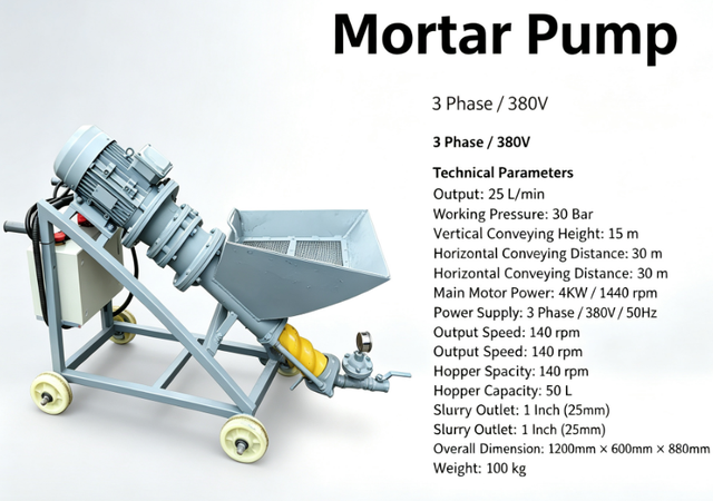 High-rise building decoration mortar spray machine, portable concrete mortar pump