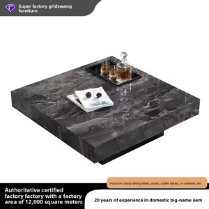 Mesa <span class=keywords><strong>de</strong></span> <span class=keywords><strong>Centro</strong></span> Moderna con Tapa <span class=keywords><strong>de</strong></span> Mármol y Estructura Metálica Cuadrada con Almacenamiento para Sala <span class=keywords><strong>de</strong></span> Estar - Diseño Duradero y Ecológico - Product Image 2