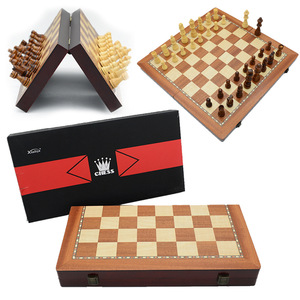 Nouvel ensemble d'échecs chinois magnétique en bois avec deux côtés pliables, jeu de puzzle portable, directement du fabricant transfrontalier - Product Image 1