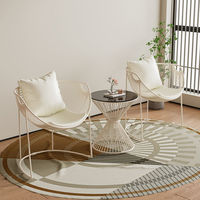 Fauteuil individuel de style influenceur, ton crème nordique, design de luxe léger, ensemble trois pièces pour salon et balcon