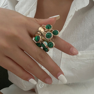 YW moda Retro <span class=keywords><strong>Palacio</strong></span> incrustaciones anillo geométrico aleación Circular anillo abierto joyería mujeres anillos - Product Image 6