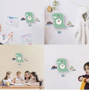 Khủng Long Tự Làm Đồng Hồ Treo Tường Cho Trẻ Em Yên Tĩnh Con Lắc Phong Trào Phim Hoạt Hình Trang Trí Nội Thất Thiết Lập Cho Bé Kid Phòng Nghiên Cứu Vị Trí - Product Image 2