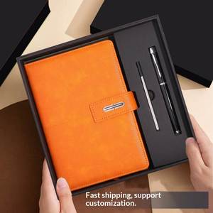 Carnet d'affaires professionnel en cuir PU avec ensemble de stylos, coffret cadeau souvenir de bureau - Product Image 3