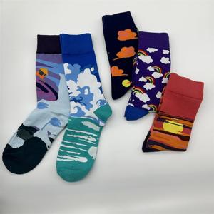 Thời Trang Mới Thiết Kế Unisex Cotton Crew Vớ Giản Dị Biểu Tượng Tùy Chỉnh Cơn Lốc Xoá Sóng Bầu Trời Đầy Sao Cầu Vồng Hoàng Hôn Sơn Vớ Cho Unisex - Product Image 2