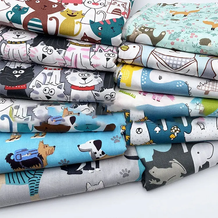 100% cotton bundles cute baby animal print DIY patchwork fabric for sewing fat quarter quilting