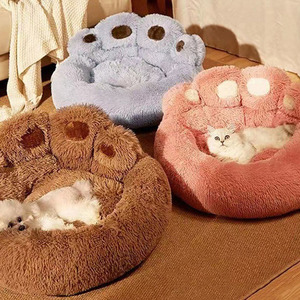BunnyHi MW018 PET Fashion Washable Cute Bear Paw Long Hair Warm <strong>Dog</strong> Nest Removable Washable Round <strong>Bed</strong> for Large Pets <strong>Soft</strong> <strong>Bed</strong> - Product Image 5