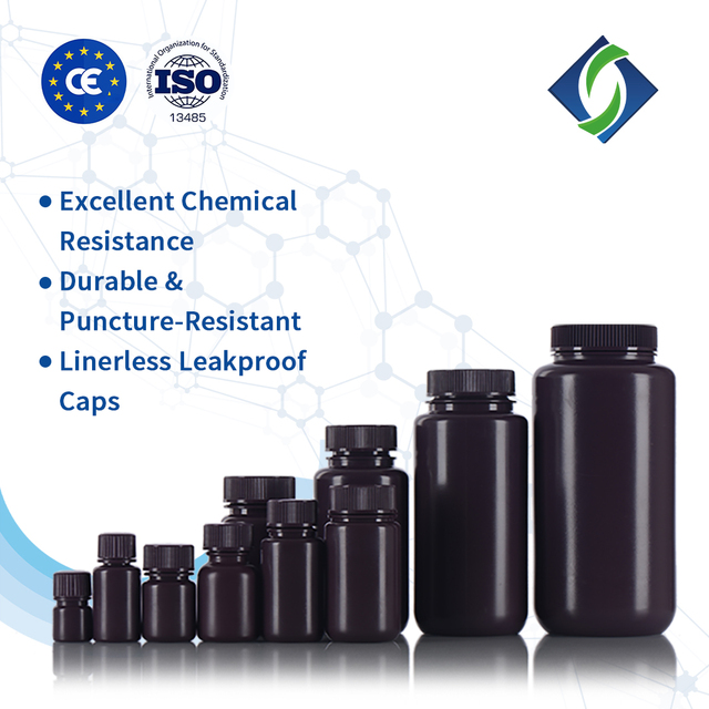 Factory Price Wide Mouth HDPE Plastic Brown Reagent Bottles With Screw Cap Sealing