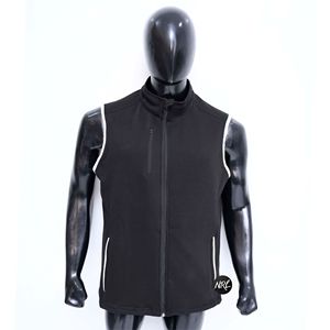 High Quality Heavyweight Cotton Sleeveless <b>Mens</b> <b>Black</b> Sleeveless Zip Up <b>Vest</b> Stand Collar Fleece Waistcoat with Piping Wholesale - Product Image 1