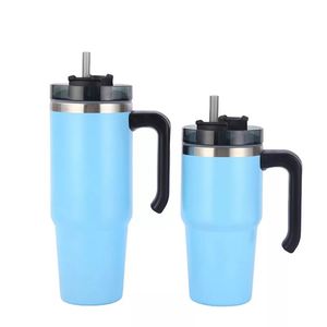 Wholesale Customized Good Quality 20oz 30oz Coffee Cup Powder Coated Stainless Steel Tumbler <b>Mug</b> in Bulk With Straw and Handle - Product Image 5