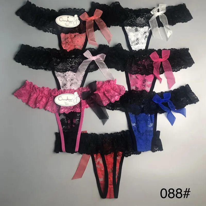 Sous-vêtements érotiques en dentelle pour femmes, entrejambe ouvert sans entrejambe, culotte string Sexy pour dames, culotte en Nylon