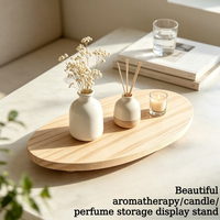 Plateau à parfum en bois, plateau rond en bois pour salle de bain, porte-bougie d'aromathérapie, plateau décoratif en bois pour salle de bain