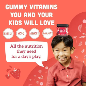 Gummies multivitaminées pour enfants OEM, saveur fraise bio, à base de plantes, 13 vitamines, 90 unités - Product Image 2