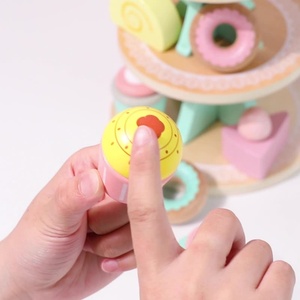 Casa de Juegos Infantil Ecológica de Madera, Estante para Postres con Tres Niveles para Exhibir Pasteles, Juguete para la Hora del Té - Product Image 2