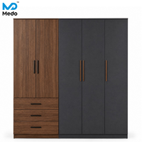 Armoire à tiroirs moderne minimaliste en bois de noyer bicolore noir mat, en kit (KD), en contreplaqué mélaminé, fabrication OEM ODM sur mesure
