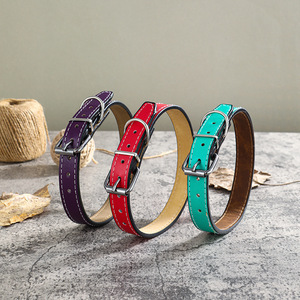 Collar de Perro de Lujo, Simple y Clásico, Ajustable, Acolchado, de Cuero PU, con Hebilla Metálica y Anillo en D, Diseño Sólido - Product Image 3