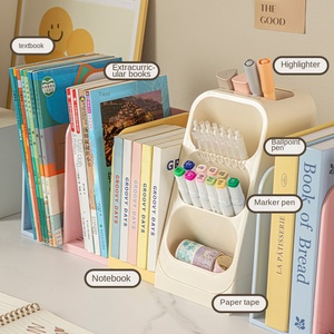 Penyangga Buku Plastik yang Dapat Disesuaikan, Rak Buku Meja, Klip Rak Buku, Rak Pajangan Perpustakaan, Pembagi dan Pengatur Meja - Product Image 2