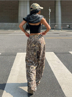 Pantalon décontracté d'été personnalisé YUKAIHE, imprimé, à jambe ouverte, taille mi-haute, ample, élastique, en polyester uni, pour femme