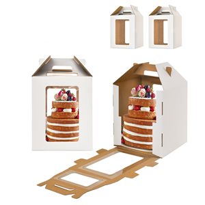 Hai tầng cao Bánh hộp cho Tier Bao bì nhỏ bánh boxs 2 tầng giáng sinh Giấy Bánh hộp giấy - Product Image 1