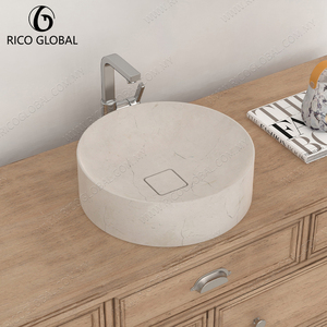 Lavabo rond à poser sur le comptoir, finition polie brillante, design minimaliste, robinet à levier à trou unique - Product Image 4