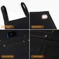 Tablier sans manches en toile imperméable pour serveur de restaurant, vêtements de travail avec logo imprimé, plusieurs poches, grande taille, vente en gros transfrontalière