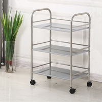 Chariot de livraison alimentaire mural à 3 niveaux en acier inoxydable 201 pour cuisine et salle de bain, chariot mobile pour hot pot avec roues, style simple et moderne, Chine