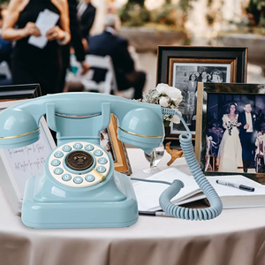 Teléfono con cable retro antiguo con grabadora de mensajes de voz de diseño único para bodas cumpleaños eventos importantes - Product Image 5