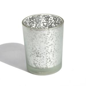 Usine directe noël bougie tasses argent gravé au laser verre bougeoirs <span class=keywords><strong>cassé</strong></span> argent galvanoplastie parfum accessoires - Product Image 6